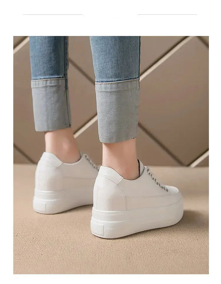 chaussures ete femme  espadrille femme basket femme compensé Zapatillas de deporte informales para mujer, zapatos blancos transpirables y cómodos con tacones de 8CM, plataforma de aumento de altura, Otoño, 2022 MedSurgery Store For Digital Health