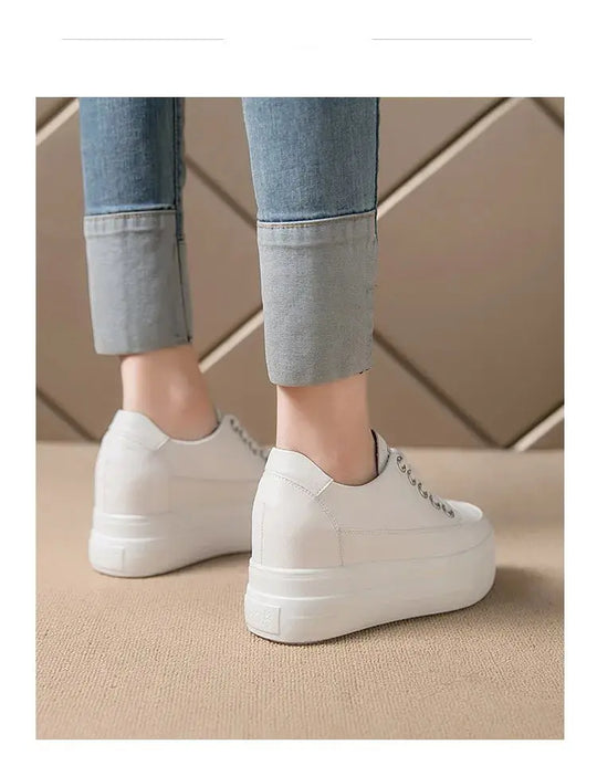 chaussures ete femme  espadrille femme basket femme compensé Zapatillas de deporte informales para mujer, zapatos blancos transpirables y cómodos con tacones de 8CM, plataforma de aumento de altura, Otoño, 2022 MedSurgery Store For Digital Health