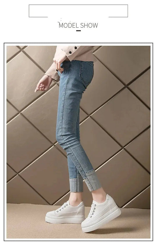 chaussures ete femme  espadrille femme basket femme compensé Zapatillas de deporte informales para mujer, zapatos blancos transpirables y cómodos con tacones de 8CM, plataforma de aumento de altura, Otoño, 2022 MedSurgery Store For Digital Health