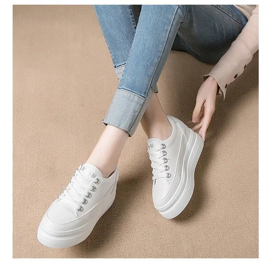 chaussures ete femme  espadrille femme basket femme compensé Zapatillas de deporte informales para mujer, zapatos blancos transpirables y cómodos con tacones de 8CM, plataforma de aumento de altura, Otoño, 2022 MedSurgery Store For Digital Health