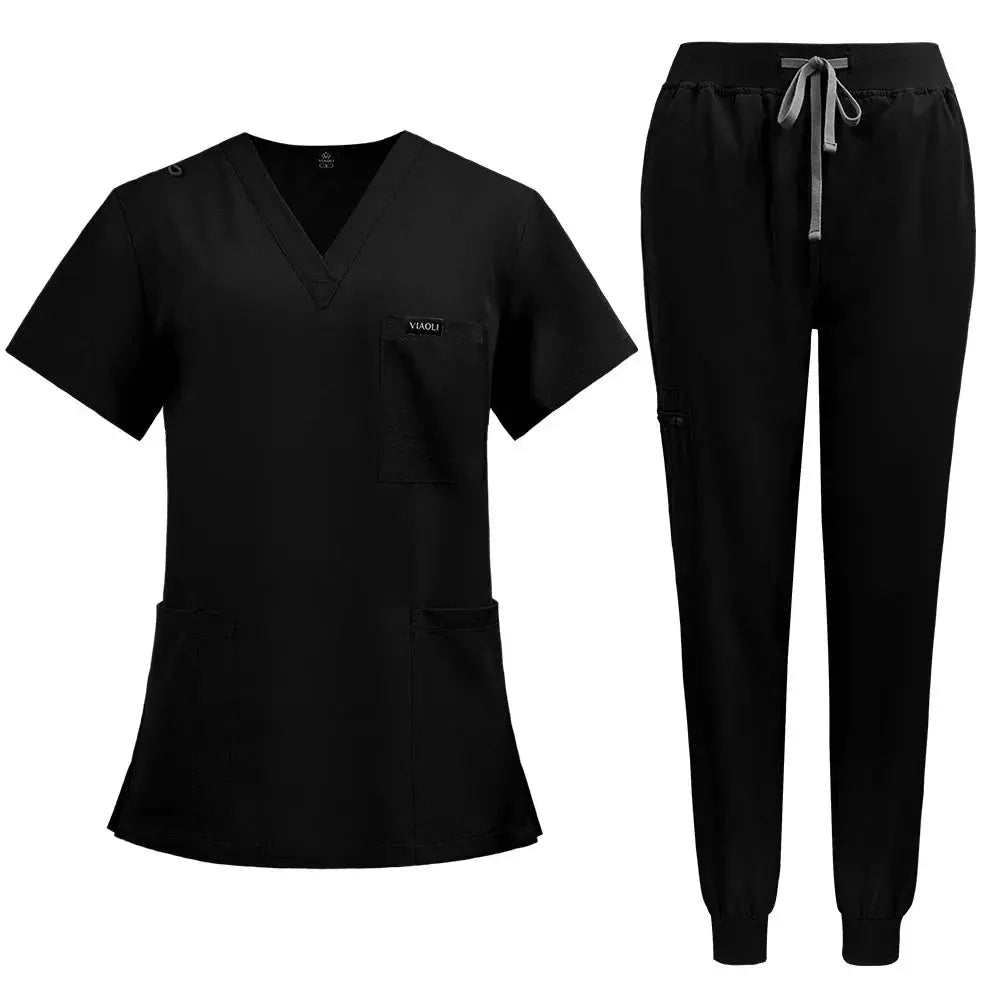 Uniforme Médico Mujer Manga Corta - Scrubs Enfermera Cómodos y Protectores para Hospital, Aislamiento y Cuidado de la Piel (94% Poliéster + 6% Spandex) CJdropshipping
