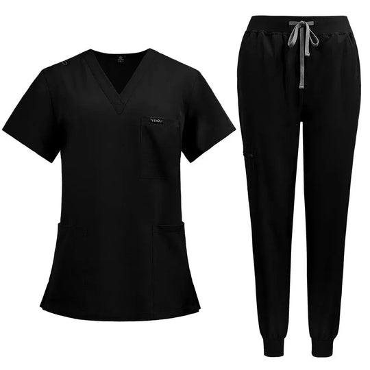 Uniforme Médico Mujer Manga Corta - Scrubs Enfermera Cómodos y Protectores para Hospital, Aislamiento y Cuidado de la Piel (94% Poliéster + 6% Spandex) CJdropshipping