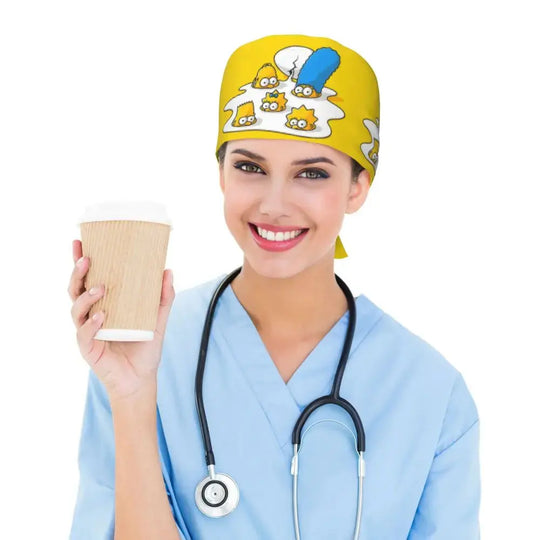 Personalizado The Simpsons Cartoon personal médico Scrubs Hat hombres mujeres médico enfermería gorro quirúrgico Scrub Caps MedSurgery Store For Digital Health