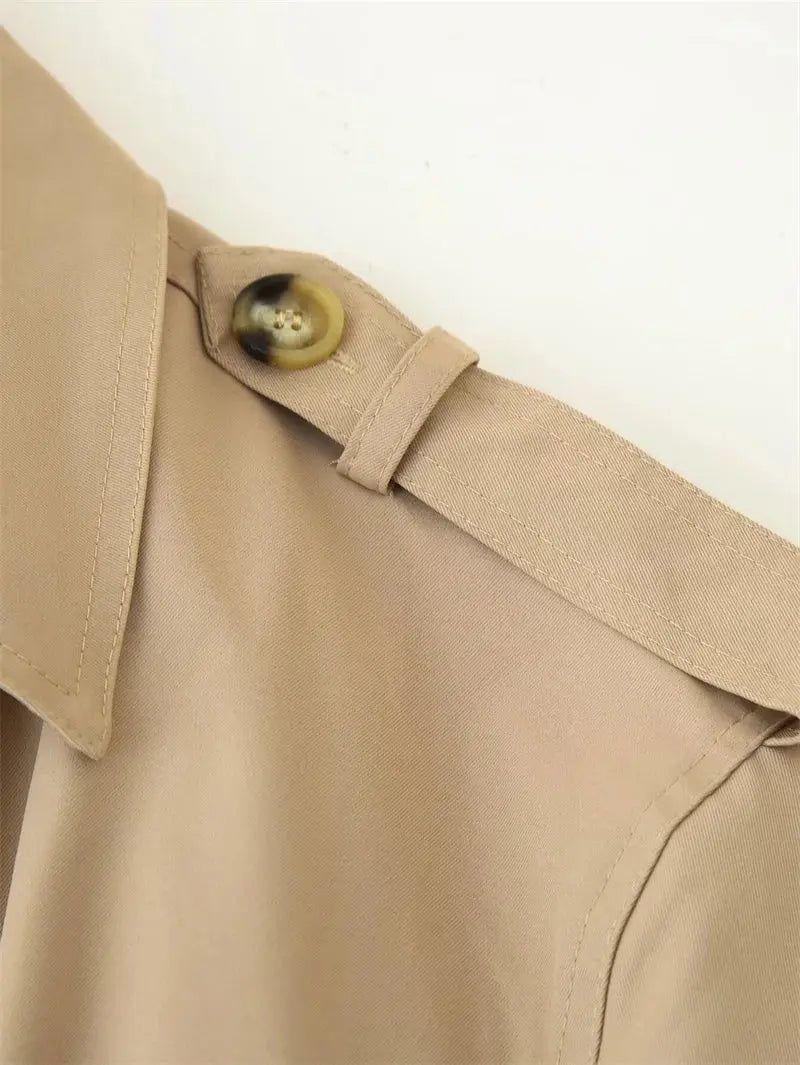 Gabardina para mujer, nuevo abrigo recortado con cinturón, solapa, top informal elegante para mujer 2025 MedSurgery Store For Digital Health