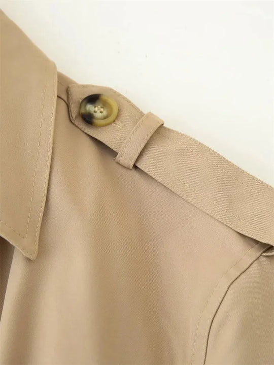 Gabardina para mujer, nuevo abrigo recortado con cinturón, solapa, top informal elegante para mujer 2025 MedSurgery Store For Digital Health