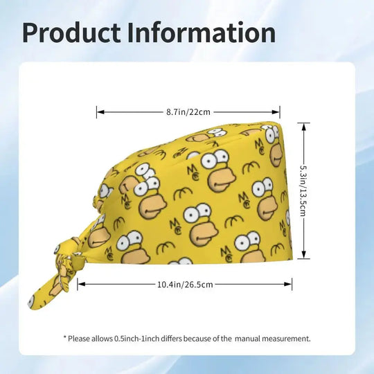 Personalizado The Simpsons Cartoon personal médico Scrubs Hat hombres mujeres médico enfermería gorro quirúrgico Scrub Caps MedSurgery Store For Digital Health
