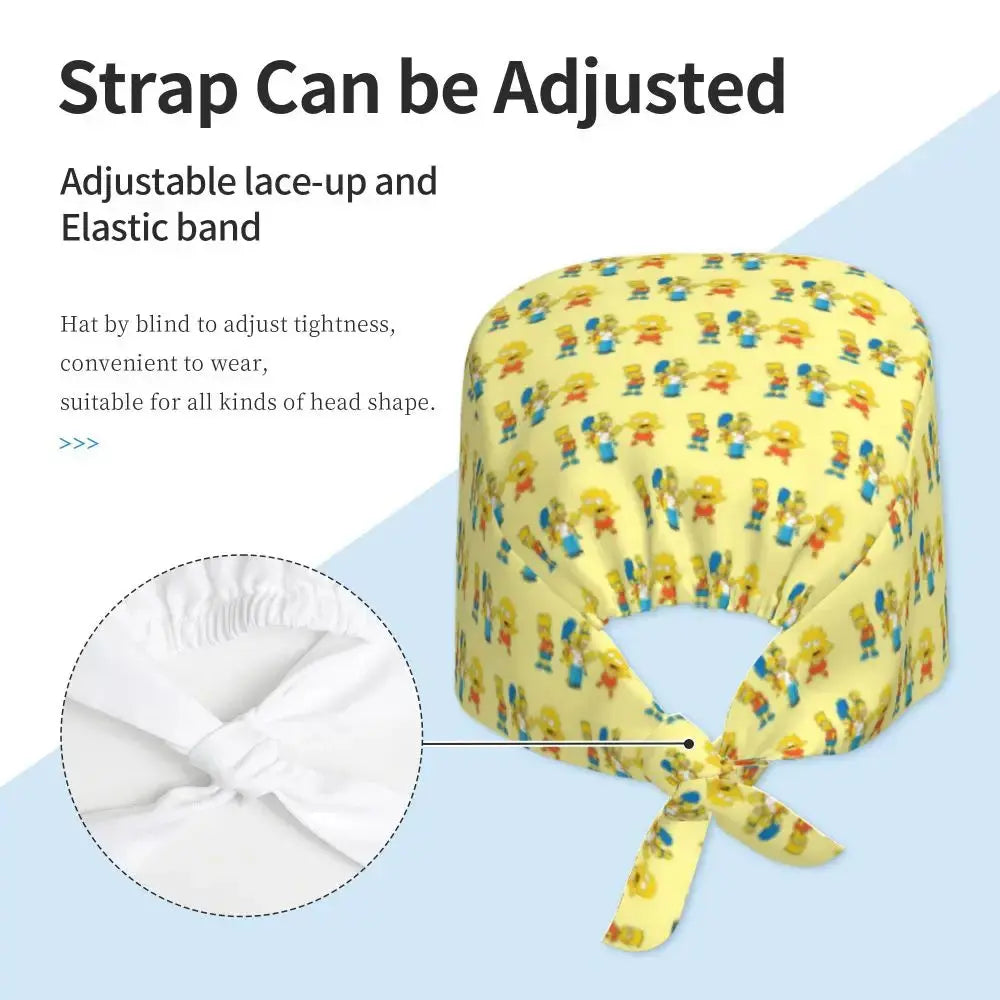 Personalizado The Simpsons Cartoon personal médico Scrubs Hat hombres mujeres médico enfermería gorro quirúrgico Scrub Caps MedSurgery Store For Digital Health