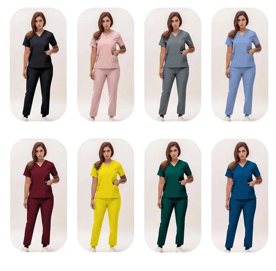 2025 nuevas uniformes de enfermera con cuello en V, pantalones para correr, conjuntos de ropa de trabajo quirúrgica, traje de enfermería para dentista, traje de médico de Hospital S21 MedSurgery Store For Digital Health
