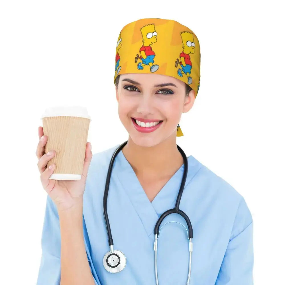 Gorro de trabajo ajustable personalizado con explosión cerebral, gorro quirúrgico de los Simpsons, gorro quirúrgico para enfermería, médico, cirujano, para Chef MedSurgery Store For Digital Health