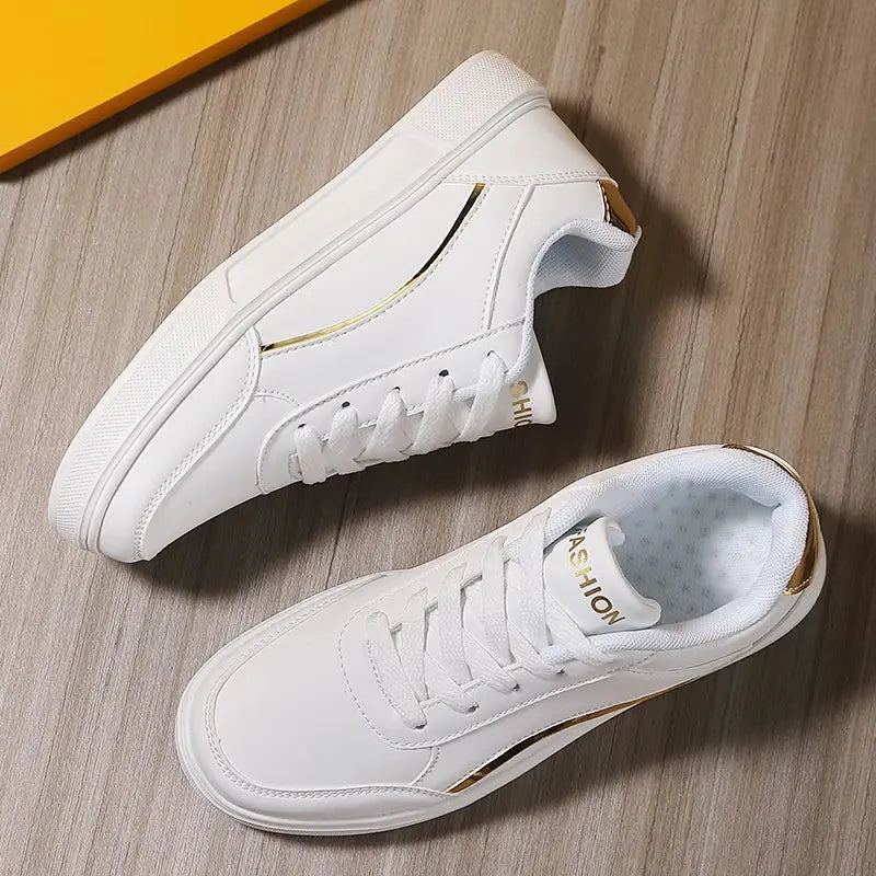 Zapatos blancos para mujer, zapatos planos informales de pizarra blanca con cordones, zapatillas para caminar de cuero PU, suela gruesa, moda de lujo para actividades al aire libre MedSurgery Store For Digital Health
