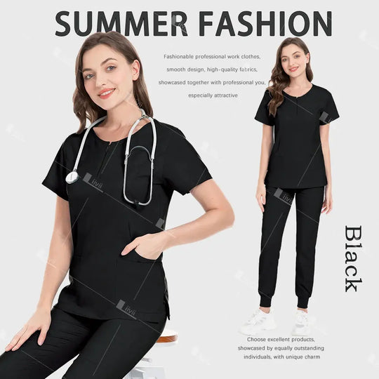 Uniforme médico, conjunto de exfoliante elástico, batas quirúrgicas de Hospital, Tops, pantalones, ropa de trabajo de enfermería, ropa para médicos, accesorios médicos CJdropshipping