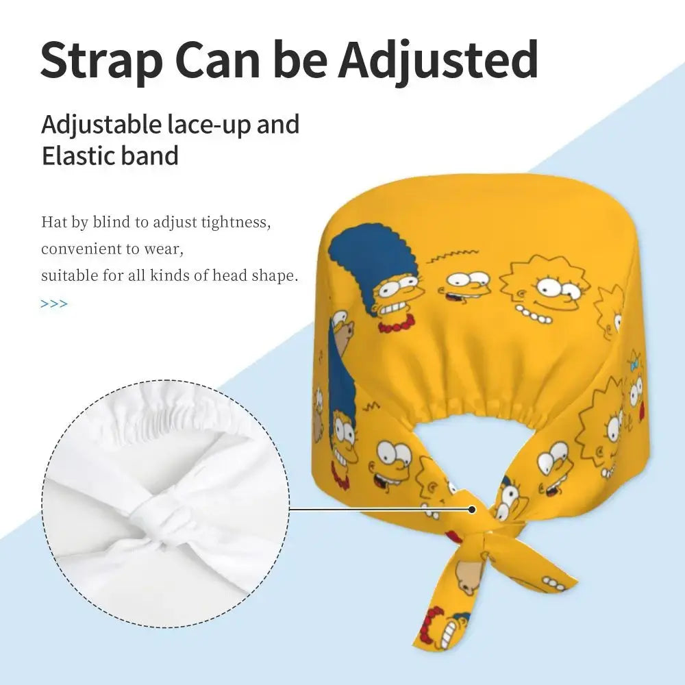 Personalizado The Simpsons Cartoon personal médico Scrubs Hat hombres mujeres médico enfermería gorro quirúrgico Scrub Caps MedSurgery Store For Digital Health