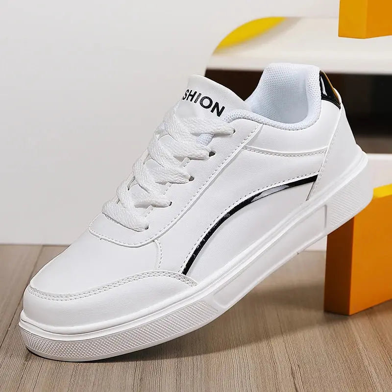 Zapatos blancos para mujer, zapatos planos informales de pizarra blanca con cordones, zapatillas para caminar de cuero PU, suela gruesa, moda de lujo para actividades al aire libre MedSurgery Store For Digital Health