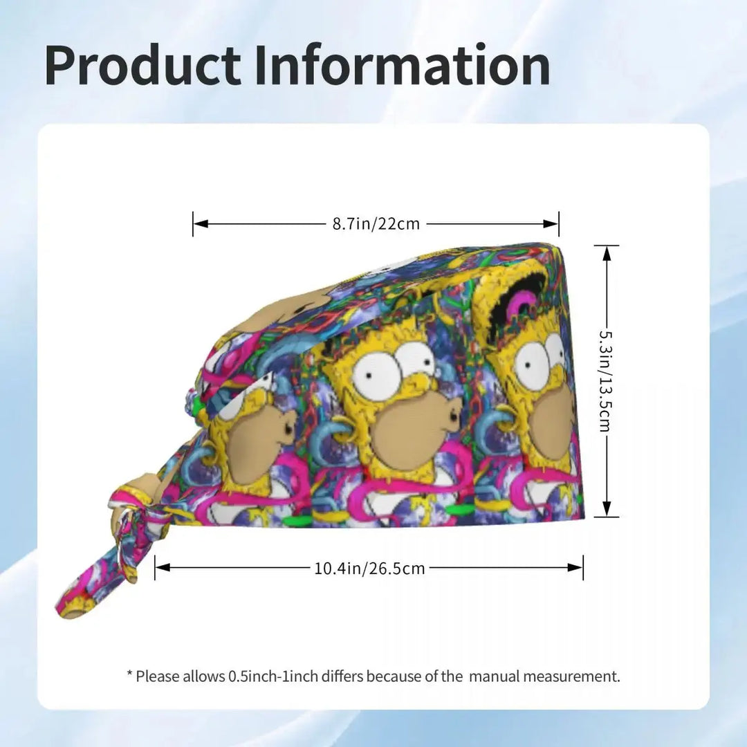 Gorro de trabajo ajustable personalizado con explosión cerebral, gorro quirúrgico de los Simpsons, gorro quirúrgico para enfermería, médico, cirujano, para Chef MedSurgery Store For Digital Health