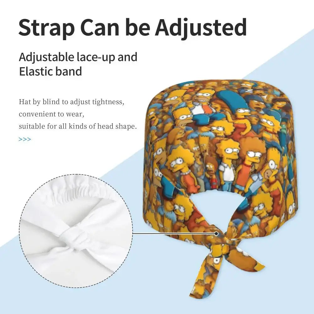 Gorro de trabajo ajustable personalizado con explosión cerebral, gorro quirúrgico de los Simpsons, gorro quirúrgico para enfermería, médico, cirujano, para Chef MedSurgery Store For Digital Health