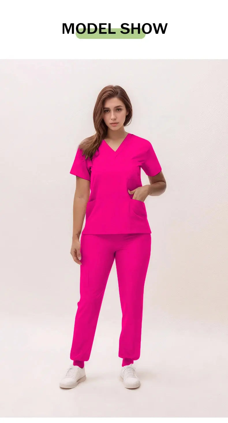 2025 nuevas uniformes de enfermera con cuello en V, pantalones para correr, conjuntos de ropa de trabajo quirúrgica, traje de enfermería para dentista, traje de médico de Hospital S21 MedSurgery Store For Digital Health