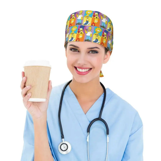 Personalizado The Simpsons Cartoon personal médico Scrubs Hat hombres mujeres médico enfermería gorro quirúrgico Scrub Caps MedSurgery Store For Digital Health