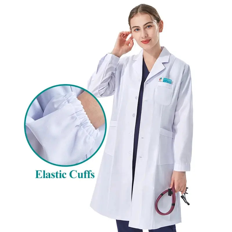 Bata de laboratorio blanca barata para mujeres, hombres, estudiantes, química, profesionales de atención médica, enfermera, manga larga, bata de trabajo para médico XK002 MedSurgery Store For Digital Health