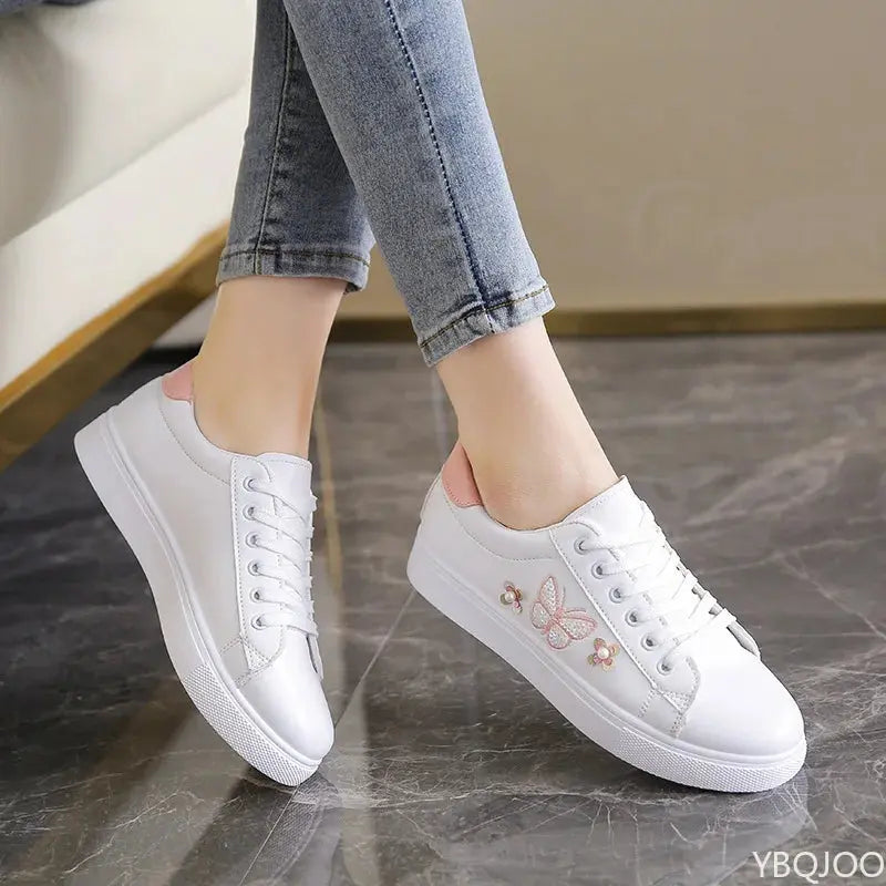 Zapatos blancos nuevos para mujer, Zapatos planos transpirables a la moda, Zapatos informales de cuero con cordones, zapatillas cómodas y versátiles para mujer MedSurgery Store For Digital Health