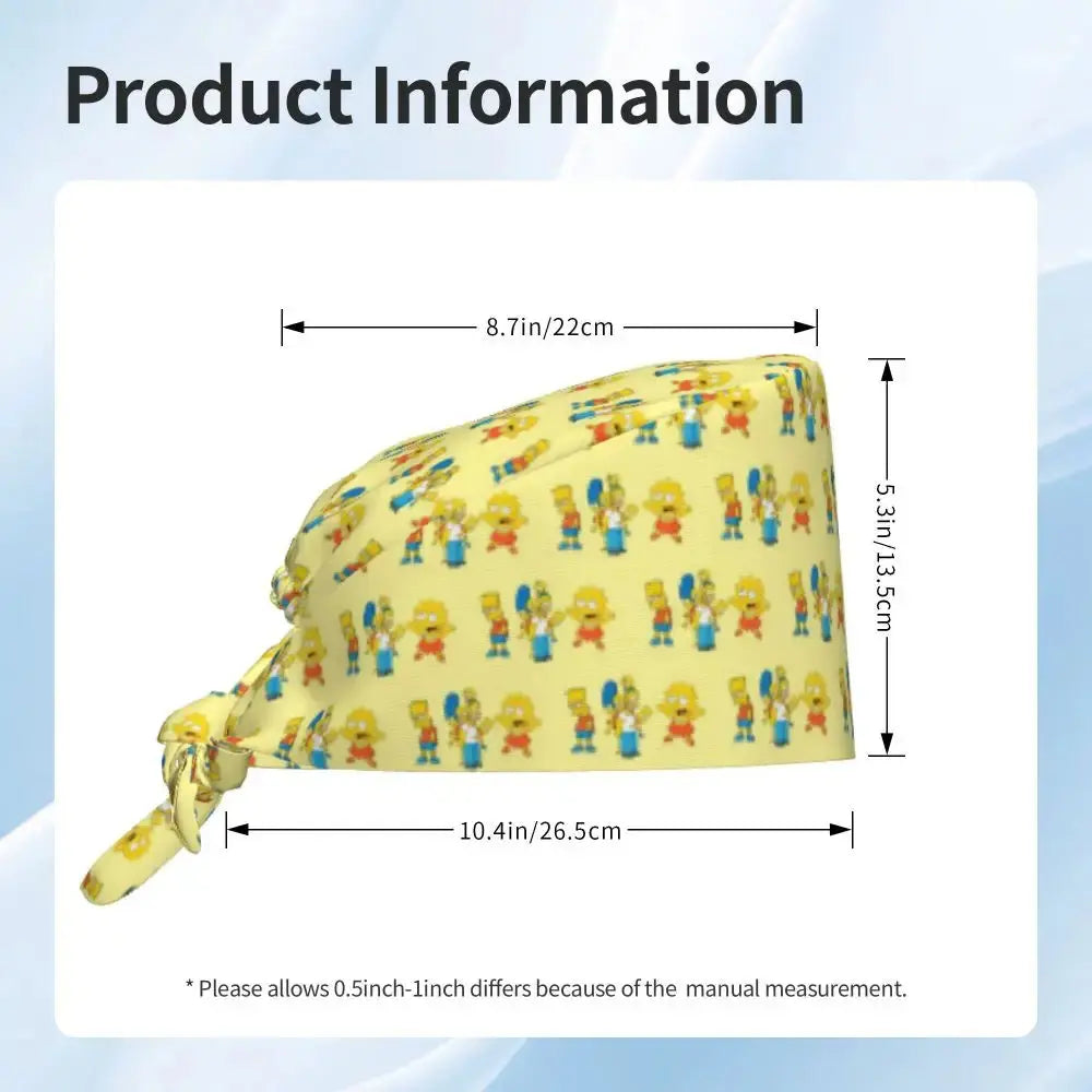 Personalizado The Simpsons Cartoon personal médico Scrubs Hat hombres mujeres médico enfermería gorro quirúrgico Scrub Caps MedSurgery Store For Digital Health