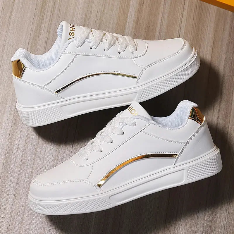 Zapatos blancos para mujer, zapatos planos informales de pizarra blanca con cordones, zapatillas para caminar de cuero PU, suela gruesa, moda de lujo para actividades al aire libre MedSurgery Store For Digital Health