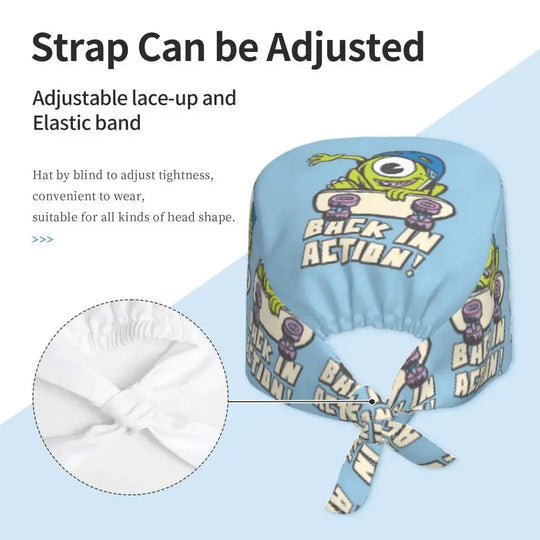 Gorro de trabajo ajustable personalizado con dibujos animados de la Universidad de Monsters, gorro quirúrgico para hombres y mujeres, gorro quirúrgico para enfermería, médico y cirujano MedSurgery Store For Digital Health