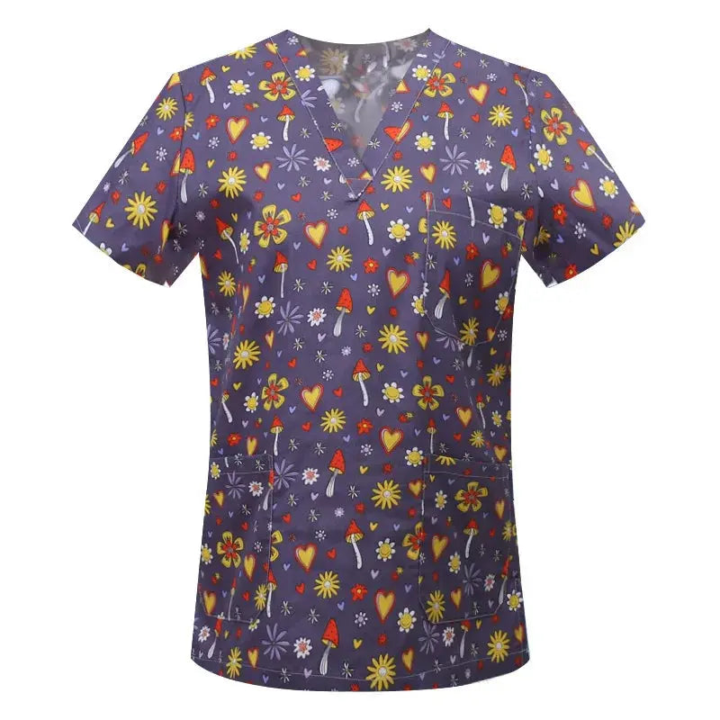 Blusa de algodón con estampado de animales de dibujos animados, uniforme médico quirúrgico para clínica de mascotas, Hospital, enfermería CJdropshipping