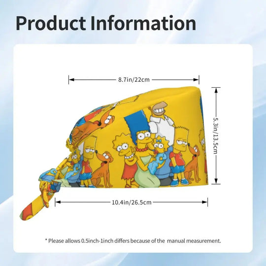 Personalizado The Simpsons Cartoon personal médico Scrubs Hat hombres mujeres médico enfermería gorro quirúrgico Scrub Caps MedSurgery Store For Digital Health