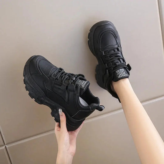 Zapatillas de deporte con plataforma blanca para mujer, zapatos vulcanizados con cordones y parte inferior gruesa, de cuero Pu, transpirables, primavera 2024 MedSurgery Store For Digital Health