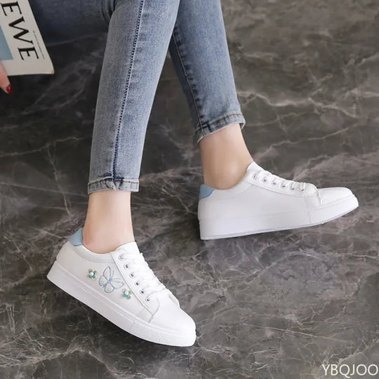 Zapatos blancos nuevos para mujer, Zapatos planos transpirables a la moda, Zapatos informales de cuero con cordones, zapatillas cómodas y versátiles para mujer MedSurgery Store For Digital Health