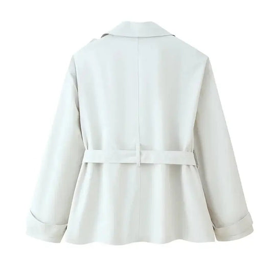 Gabardina para mujer, nuevo abrigo recortado con cinturón, solapa, top informal elegante para mujer 2025 MedSurgery Store For Digital Health