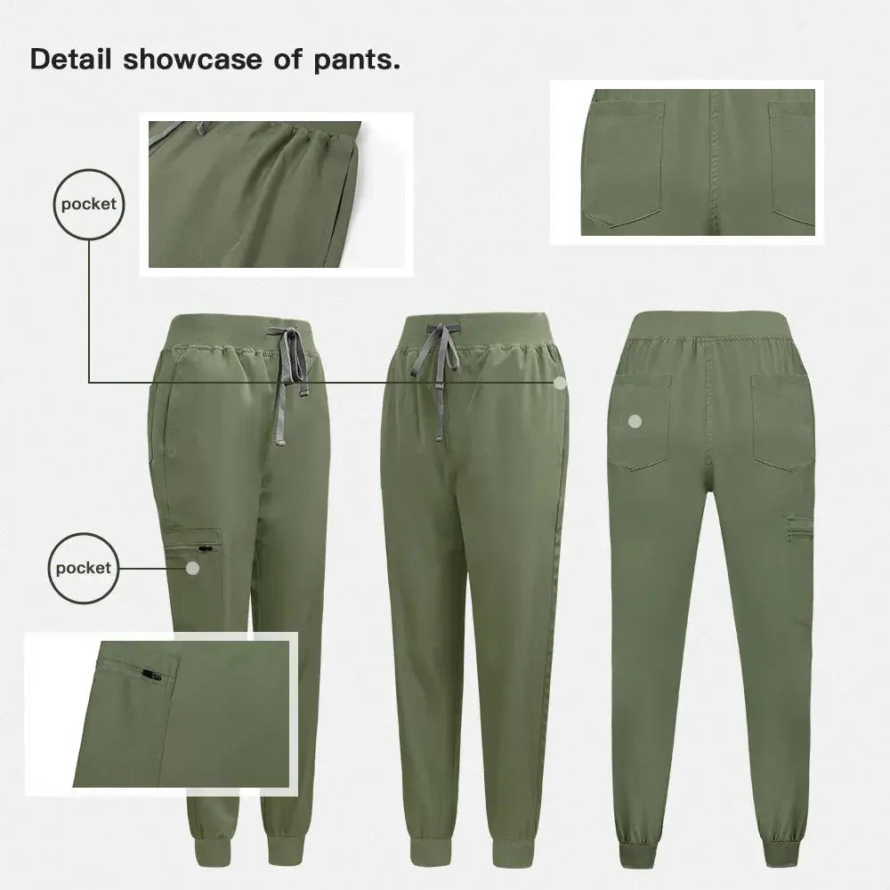 Uniforme Médico Mujer Manga Corta - Scrubs Enfermera Cómodos y Protectores para Hospital, Aislamiento y Cuidado de la Piel (94% Poliéster + 6% Spandex) CJdropshipping
