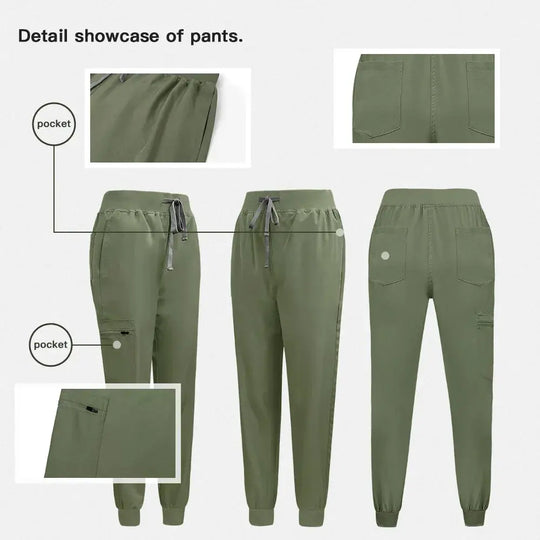 Uniforme Médico Mujer Manga Corta - Scrubs Enfermera Cómodos y Protectores para Hospital, Aislamiento y Cuidado de la Piel (94% Poliéster + 6% Spandex) CJdropshipping
