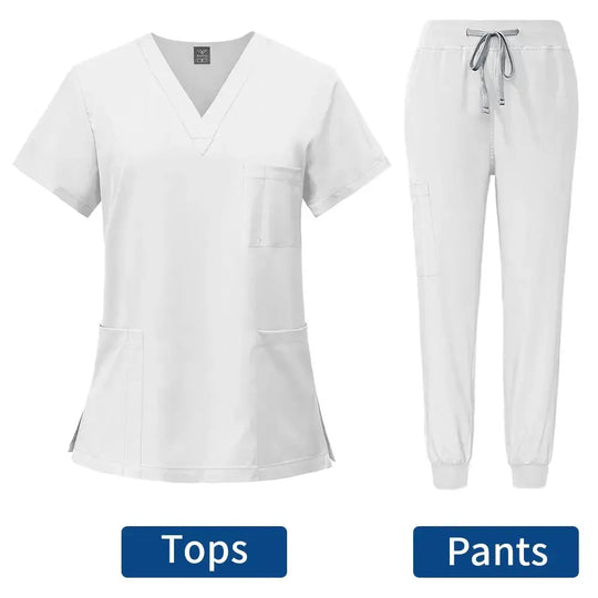 Uniforme médico ajustado para mujer, conjuntos de batas, accesorios de enfermería, batas de cirugía hospitalaria, clínica Dental, salón de belleza, ropa de trabajo CJdropshipping