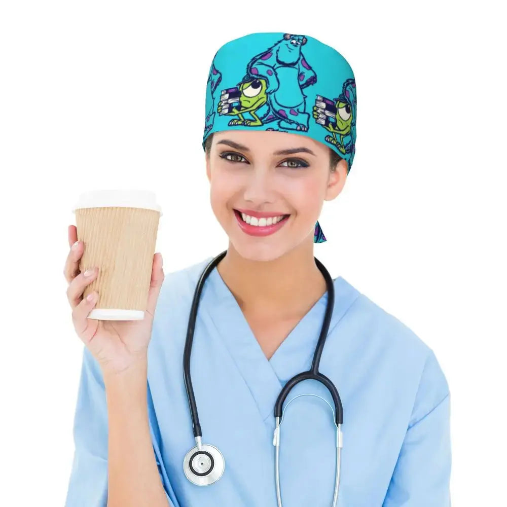 Gorro de trabajo ajustable personalizado con dibujos animados de la Universidad de Monsters, gorro quirúrgico para hombres y mujeres, gorro quirúrgico para enfermería, médico y cirujano MedSurgery Store For Digital Health