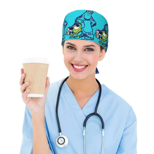 Gorro de trabajo ajustable personalizado con dibujos animados de la Universidad de Monsters, gorro quirúrgico para hombres y mujeres, gorro quirúrgico para enfermería, médico y cirujano MedSurgery Store For Digital Health