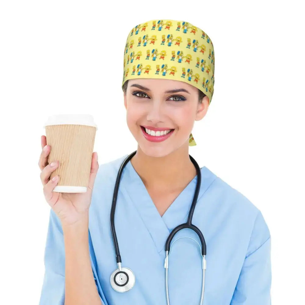 Personalizado The Simpsons Cartoon personal médico Scrubs Hat hombres mujeres médico enfermería gorro quirúrgico Scrub Caps MedSurgery Store For Digital Health