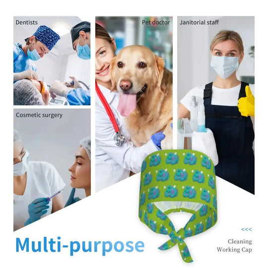 Gorro de trabajo ajustable personalizado con dibujos animados de la Universidad de Monsters, gorro quirúrgico para hombres y mujeres, gorro quirúrgico para enfermería, médico y cirujano MedSurgery Store For Digital Health