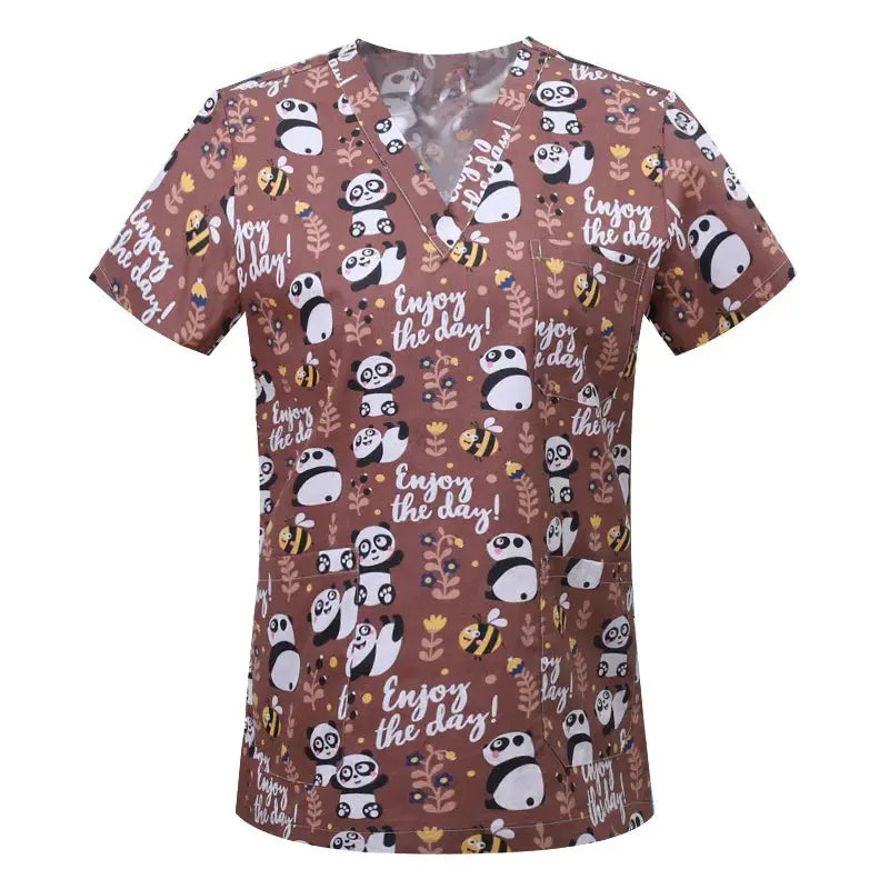 Blusa de algodón con estampado de animales de dibujos animados, uniforme médico quirúrgico para clínica de mascotas, Hospital, enfermería CJdropshipping