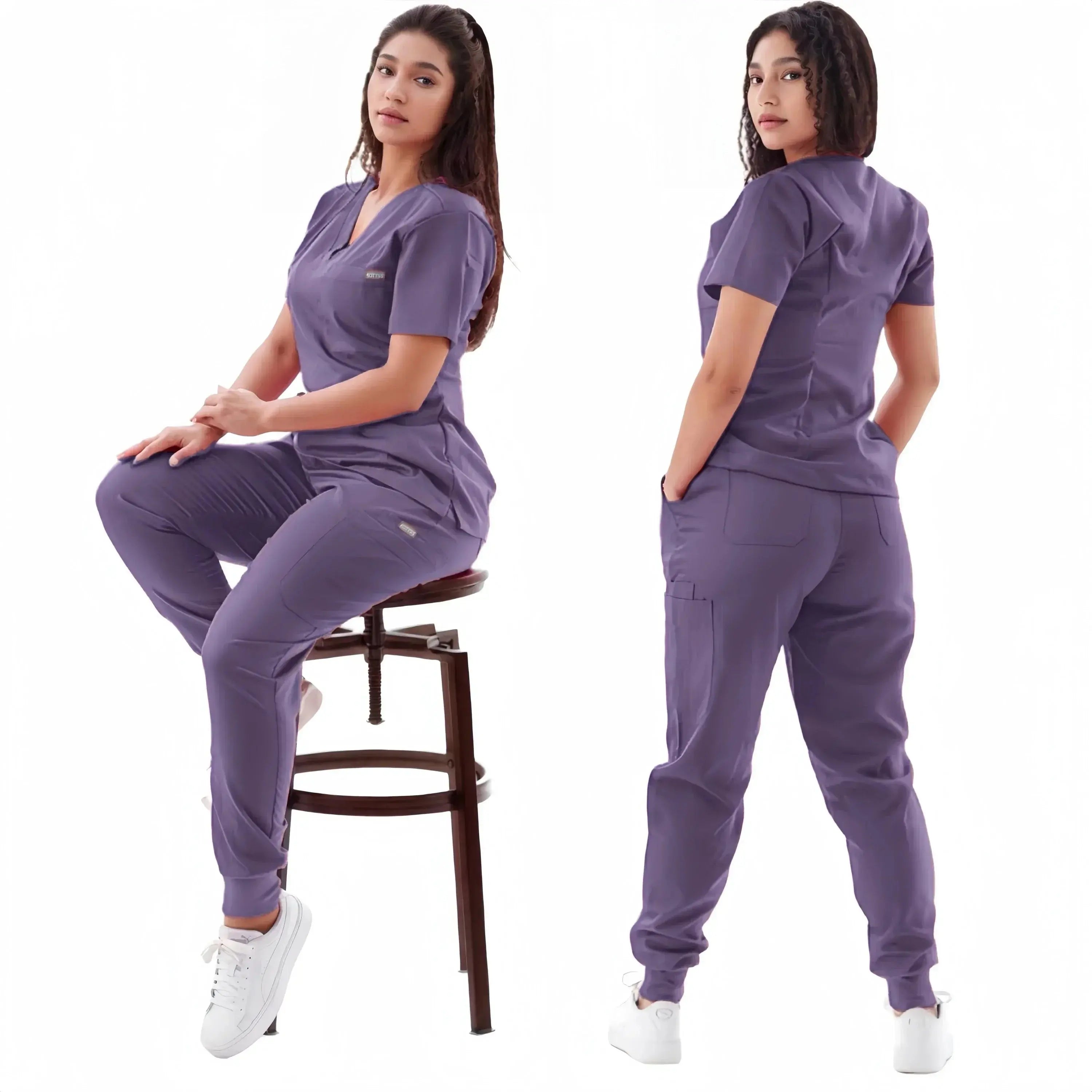 Traje de correr multicolor, conjunto de batas de enfermera, ropa clínica médica, uniformes para enfermería, camisetas de manga corta con cuello en V, pantalones de bolsillo MedSurgery Store For Digital Health