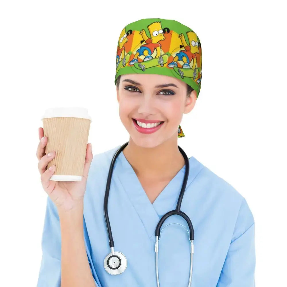 Personalizado The Simpsons Cartoon personal médico Scrubs Hat hombres mujeres médico enfermería gorro quirúrgico Scrub Caps MedSurgery Store For Digital Health