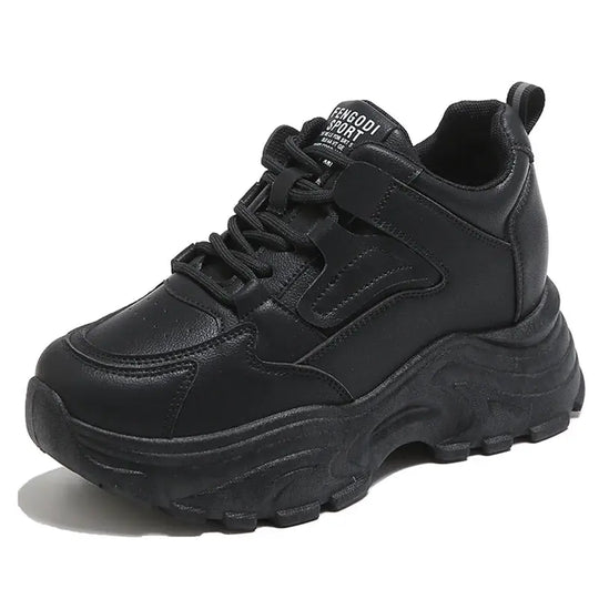 Zapatillas de deporte con plataforma blanca para mujer, zapatos vulcanizados con cordones y parte inferior gruesa, de cuero Pu, transpirables, primavera 2024 MedSurgery Store For Digital Health