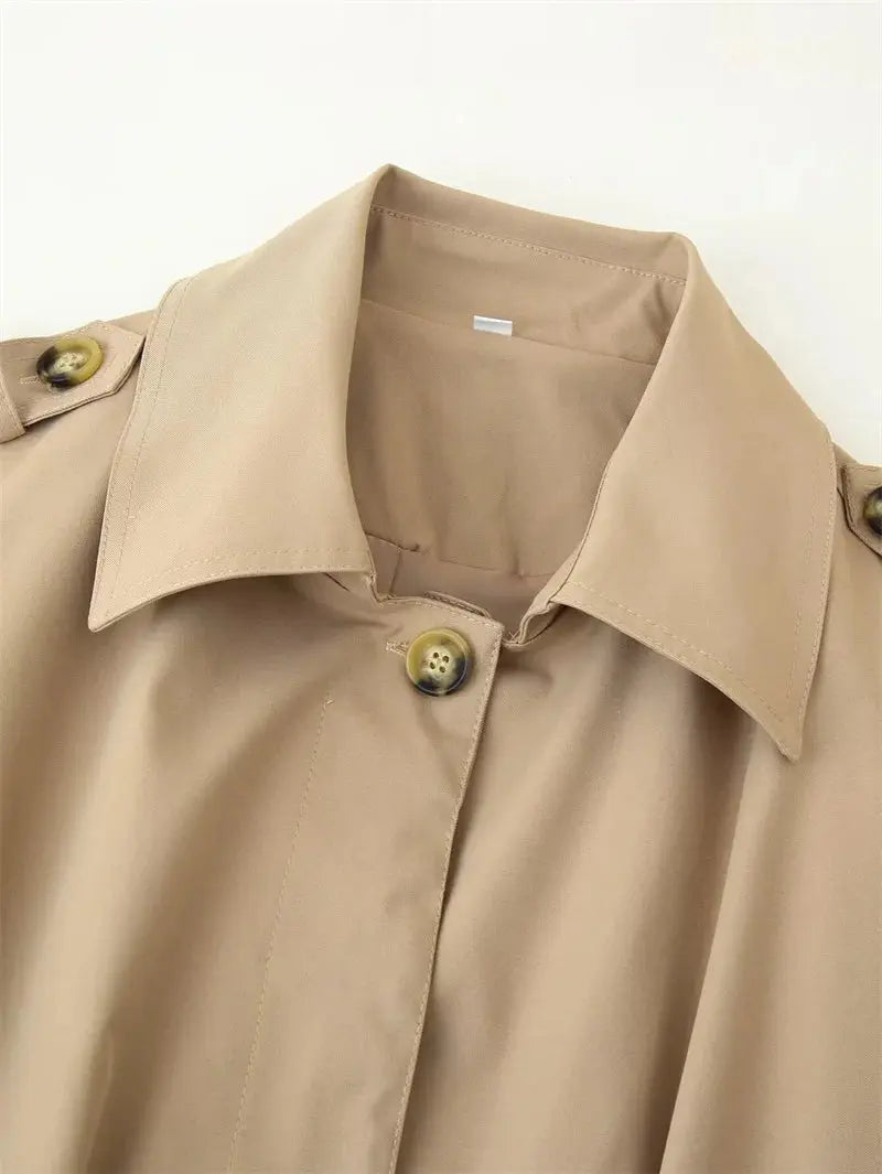 Gabardina para mujer, nuevo abrigo recortado con cinturón, solapa, top informal elegante para mujer 2025 MedSurgery Store For Digital Health