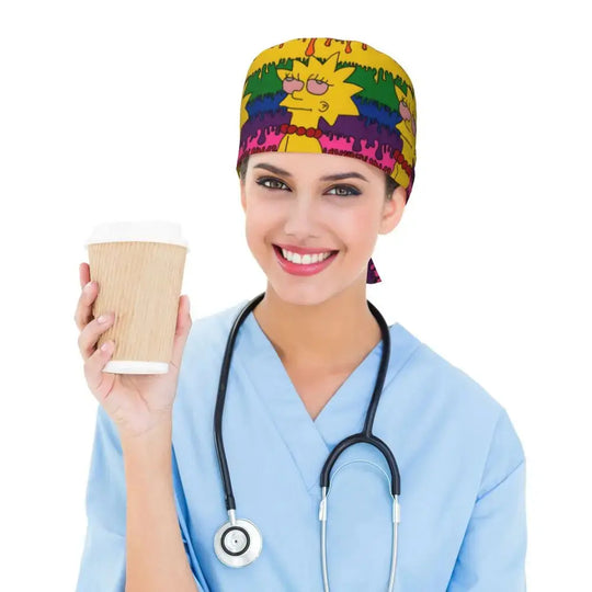 Gorro de trabajo ajustable personalizado con explosión cerebral, gorro quirúrgico de los Simpsons, gorro quirúrgico para enfermería, médico, cirujano, para Chef MedSurgery Store For Digital Health