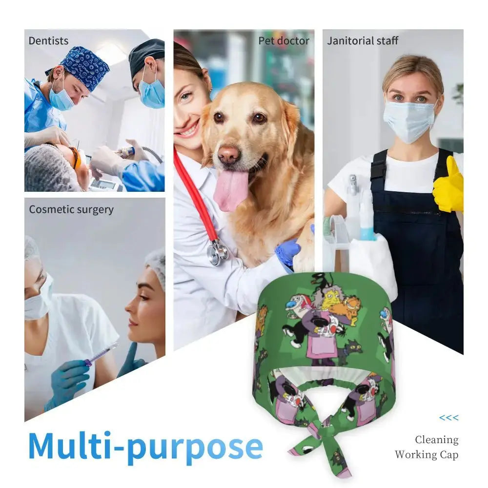 Personalizado The Simpsons Cartoon personal médico Scrubs Hat hombres mujeres médico enfermería gorro quirúrgico Scrub Caps MedSurgery Store For Digital Health