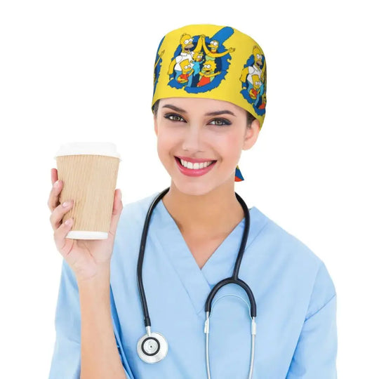 Personalizado The Simpsons Cartoon personal médico Scrubs Hat hombres mujeres médico enfermería gorro quirúrgico Scrub Caps MedSurgery Store For Digital Health