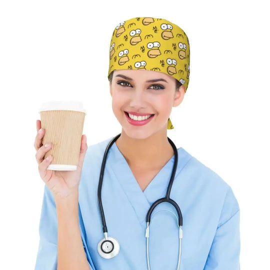 Personalizado The Simpsons Cartoon personal médico Scrubs Hat hombres mujeres médico enfermería gorro quirúrgico Scrub Caps MedSurgery Store For Digital Health