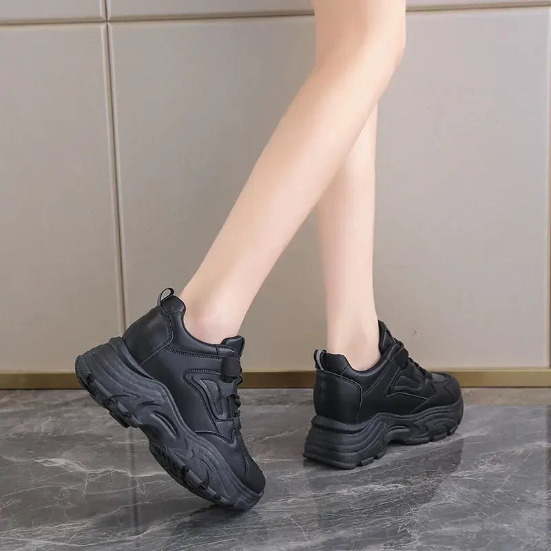 Zapatillas de deporte con plataforma blanca para mujer, zapatos vulcanizados con cordones y parte inferior gruesa, de cuero Pu, transpirables, primavera 2024 MedSurgery Store For Digital Health