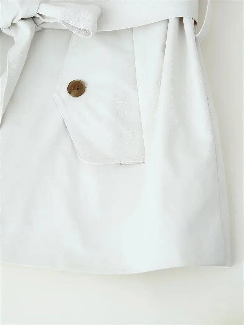 Gabardina para mujer, nuevo abrigo recortado con cinturón, solapa, top informal elegante para mujer 2025 MedSurgery Store For Digital Health