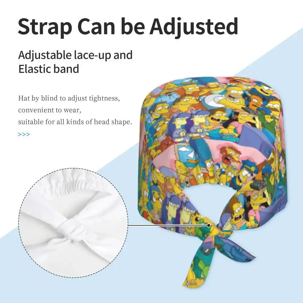 Personalizado The Simpsons Cartoon personal médico Scrubs Hat hombres mujeres médico enfermería gorro quirúrgico Scrub Caps MedSurgery Store For Digital Health